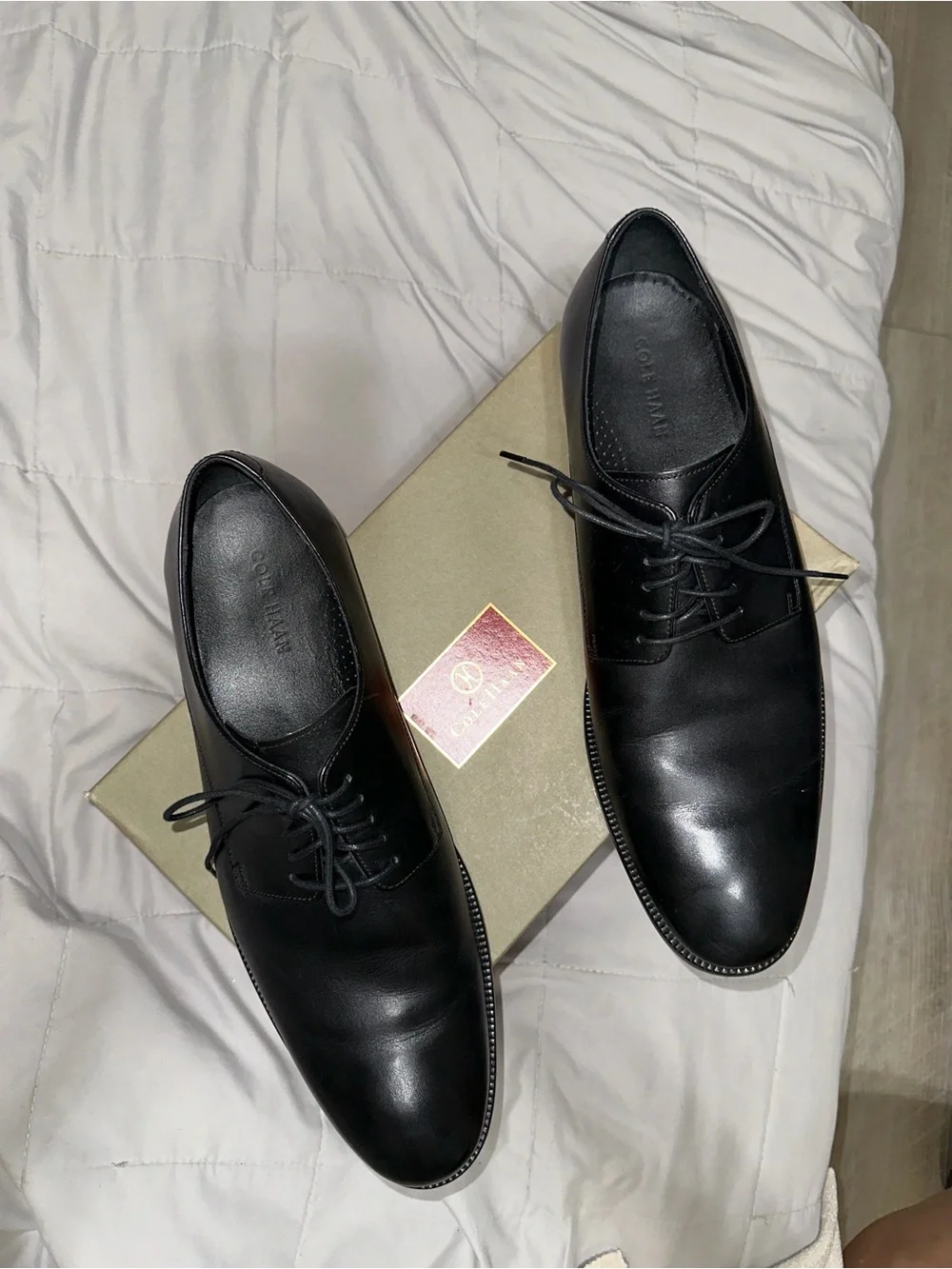 Cole Haan Black Leather Derby Dress Shoes